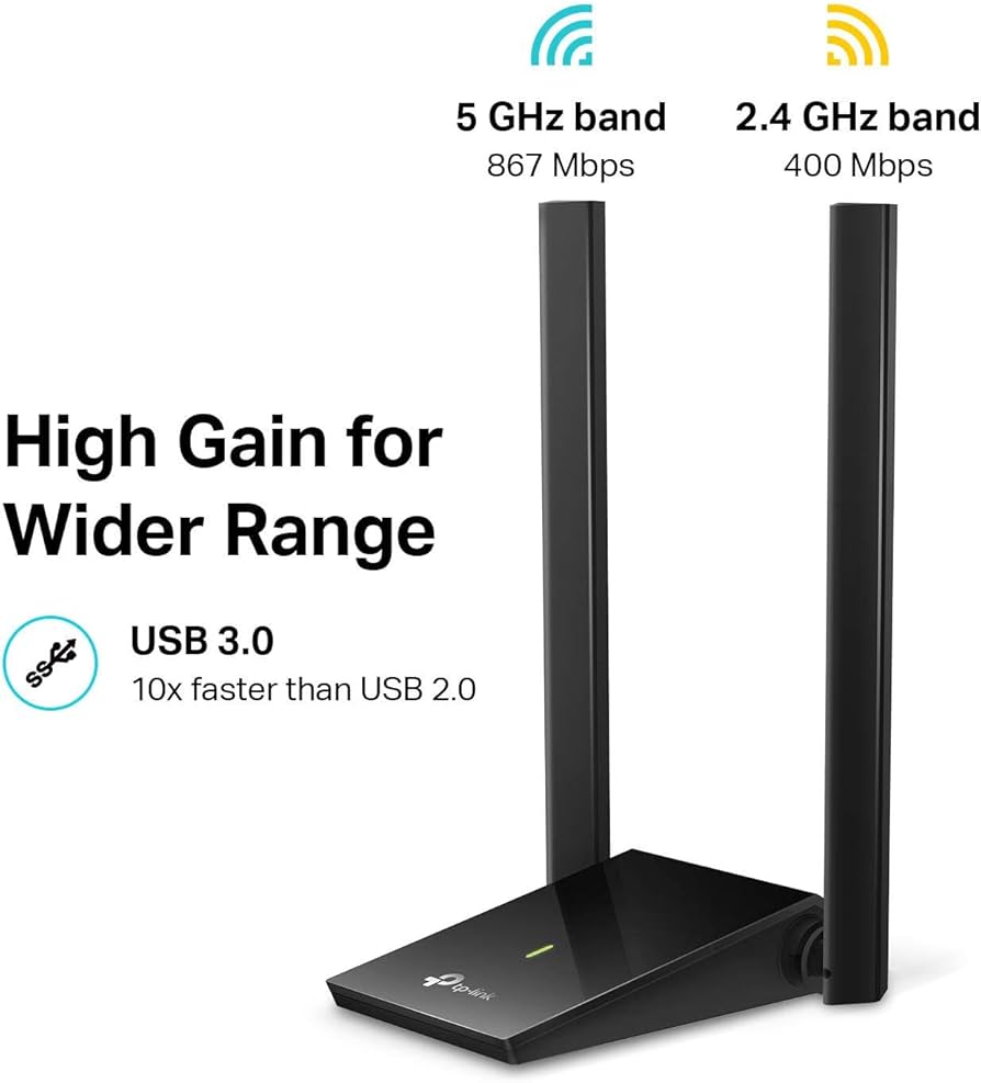 RECEPTOR WIFI TP LINK USB 3.0 ARCHER T4U PLUS HIGH GAIN AC1300 DUAL BAND