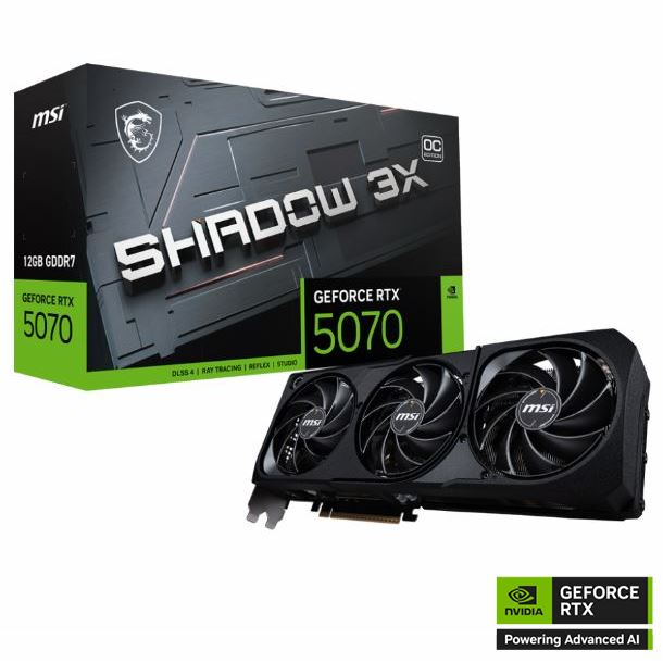 PLACA DE VIDEO GEFORCE RTX™ 5070 / SHADOW 3X OC / 12GB GDDR7/ TRIPLE COOLER 