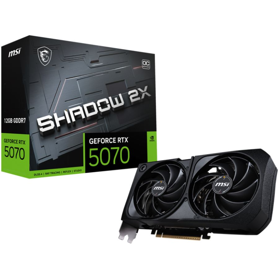PLACA DE VIDEO NVIDIA GEFORCE RTX 5070 MSI SHADOW 2X OC / DOBLE COOLER / 12GB GDDR7