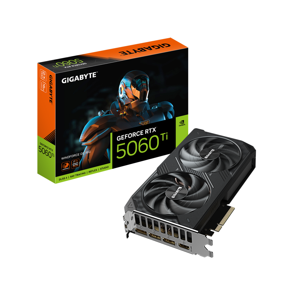 PLACA DE VIDEO NVIDIA GEFORCE RTX 5060TI GIGABYTE WINDFORCE 16GB GDDR7 / DUAL FAN