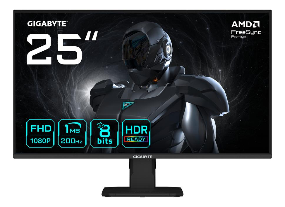 MONITOR GAMER GIGABYTE 25" 200HZ GS25F2 / 1MS / FULL HD / IPS / GSYNC / AMD FREESYNC / HDR / HDMI / DISPLAY PORT 