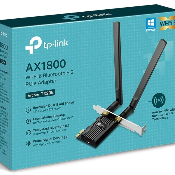PLACA DE RED AX1800 ARCHER TX20E  WI-FI 6 BLUETOOTH 5.2 PCIE ADAPTER
