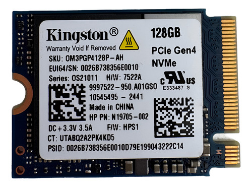 TARJETA NVME SSD 128GB KINGSTON