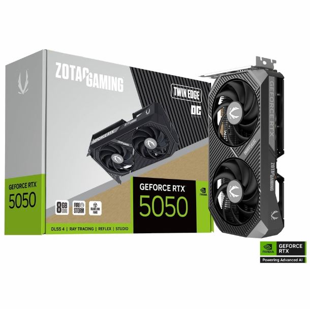 PLACA DE VIDEO NVIDIA  ZOTAC GAMING GEFORCE RTX 5050 TWIN EDGE OC 8GB GDDR6