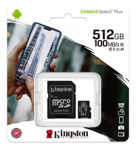 MICRO SD CANVAS SELECT PLUS 512GB 100MB/S KINGSTON