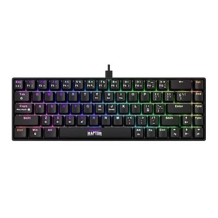 TECLADO RAPTOR FIRECLAW M68 WIRELESS MECANICO  65% RETROILUMINADO SWITCH RED RGB ANTIGHOSTING 