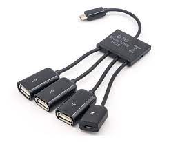 HUB USB MICROUSB CON CABLES 3 PUERTOS USB H + KACK MICRO USB H CON SWITCH CARGA OTG 11881