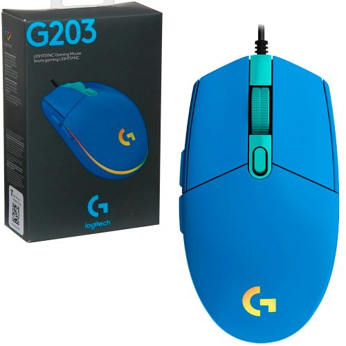 Mouse Logitech G203 Gaming Lightsync Blue con 6 botones para juegos