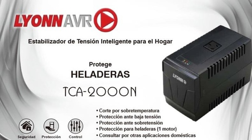 ESTABILIZADOR DE TENSION INTELIGENTE LYONN AVR TCA-2000N (PROTEGE HELADERAS)