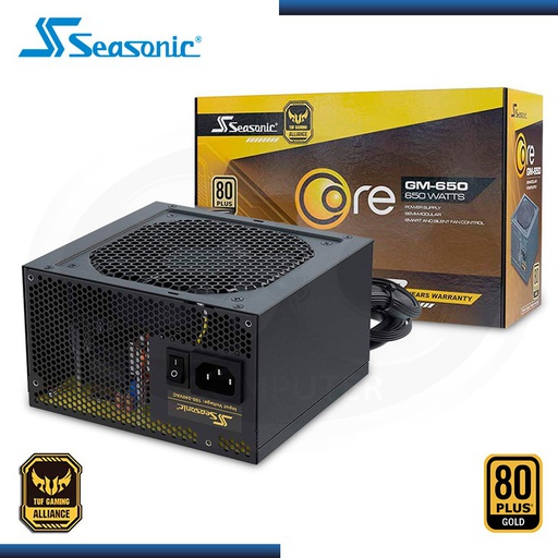 FUENTE SEASONIC 650 WATT REAL CORE TUF GM-650 80+GOLD / SEMI-MODULAR / 4 CONECTORES 8 PINES PARA PLACA